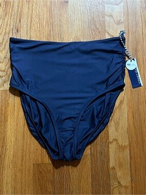 High-Waist Navy Bikini Bottoms